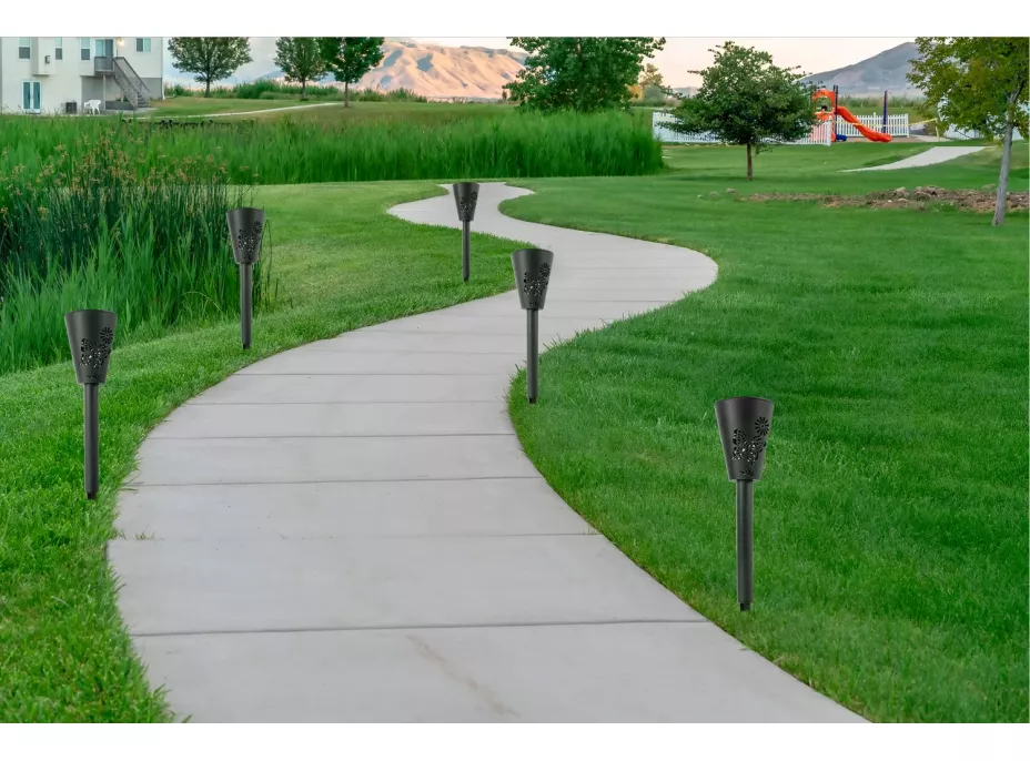 Zahradní LED solární lampa do země BUTTERFLY 37x7,5 cm - černá
