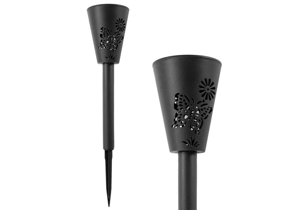 Zahradní LED solární lampa do země BUTTERFLY 37x7,5 cm - černá