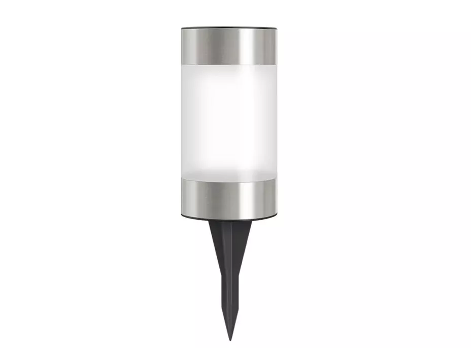 Zahradní LED solární lampa do země CYLINDER 23x6 cm - stříbrná