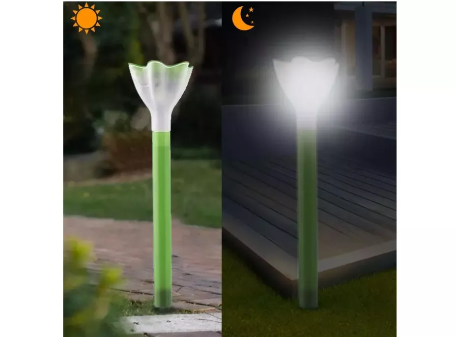 Zahradní LED solární lampa do země FLOWER 31x6 cm - zelená