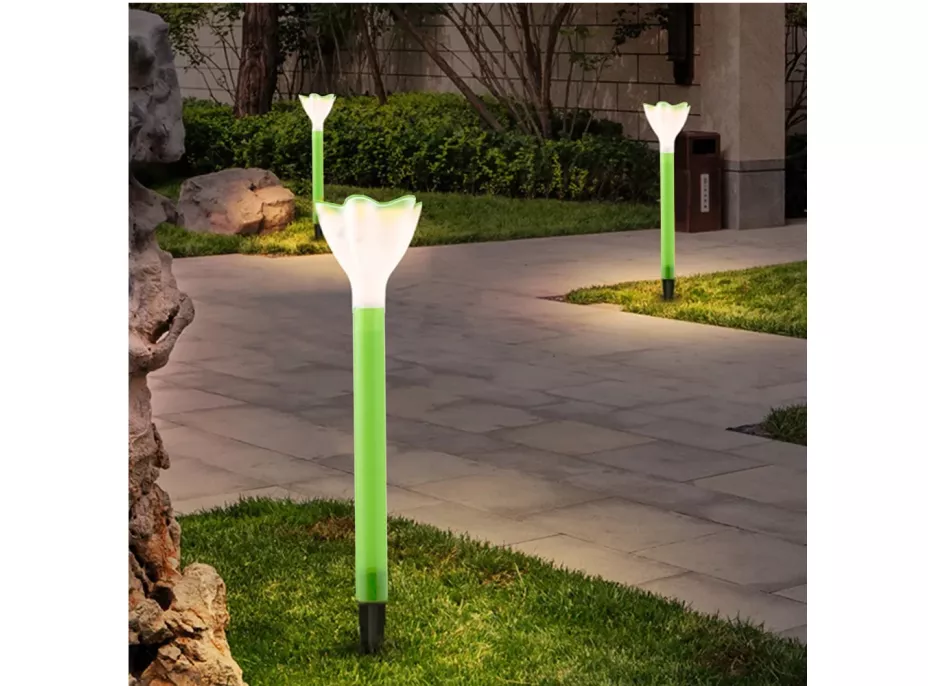 Zahradní LED solární lampa do země FLOWER 31x6 cm - zelená