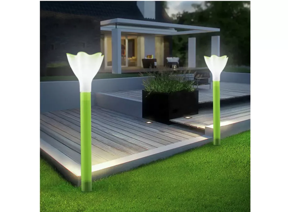 Zahradní LED solární lampa do země FLOWER 31x6 cm - zelená