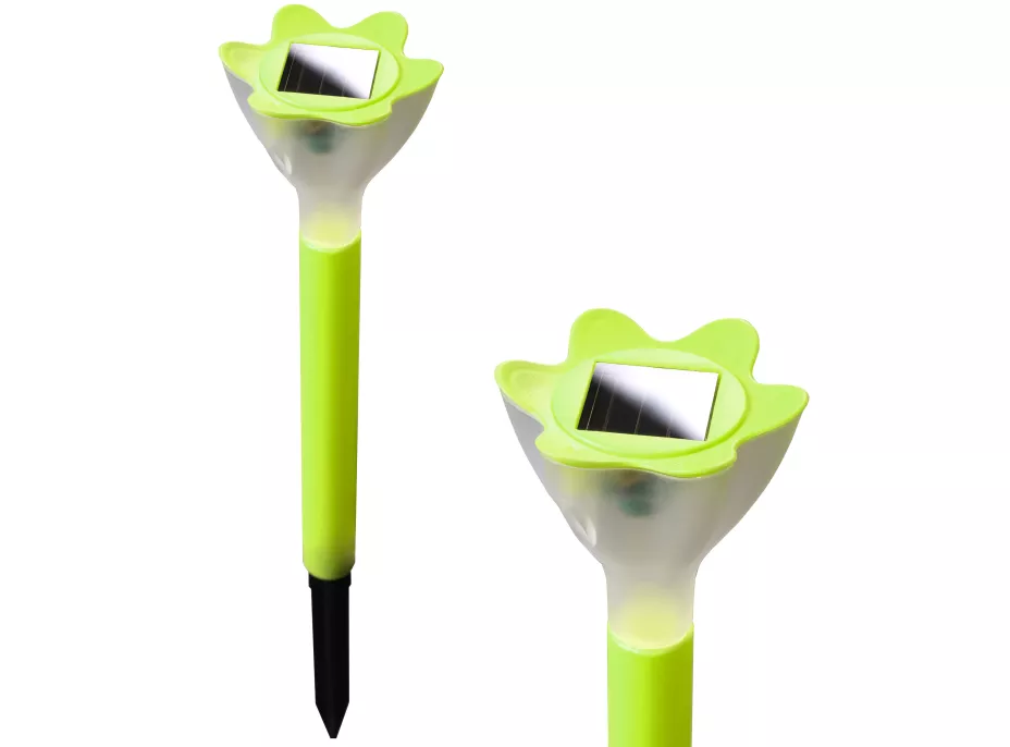 Zahradní LED solární lampa do země FLOWER 31x6 cm - zelená