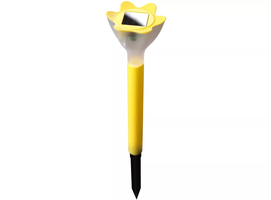 Zahradní LED solární lampa do země FLOWER 31x6 cm - žlutá