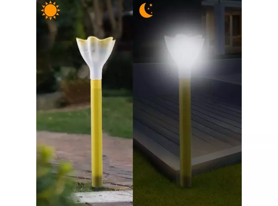 Zahradní LED solární lampa do země FLOWER 31x6 cm - žlutá