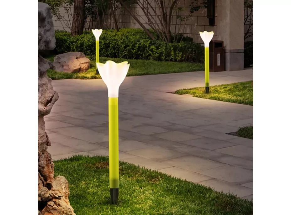 Zahradní LED solární lampa do země FLOWER 31x6 cm - žlutá