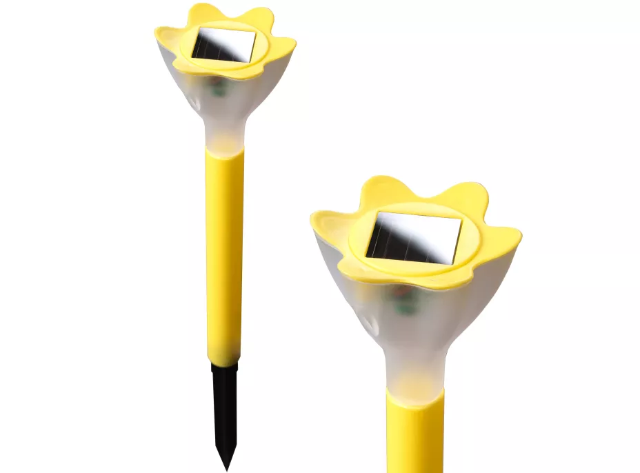 Zahradní LED solární lampa do země FLOWER 31x6 cm - žlutá