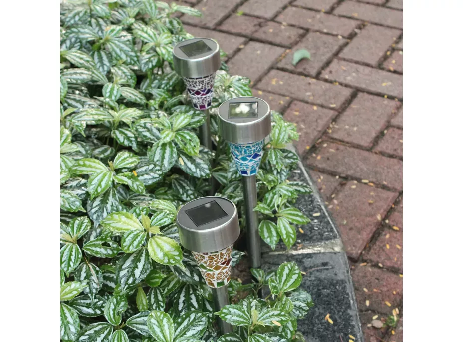 Zahradní LED solární lampa do země MOZAIK 39x7,5 cm - fialová