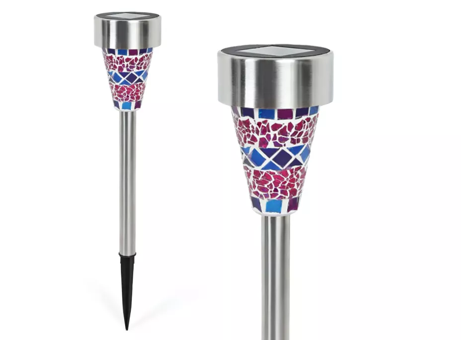 Zahradní LED solární lampa do země MOZAIK 39x7,5 cm - fialová