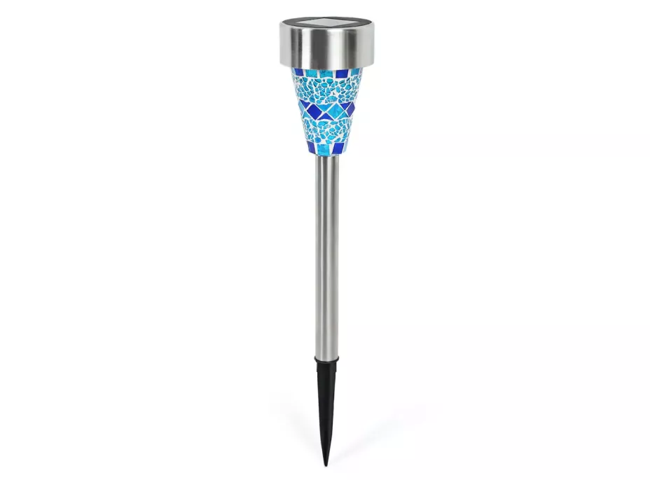 Zahradní LED solární lampa do země MOZAIK 39x7,5 cm - modrá