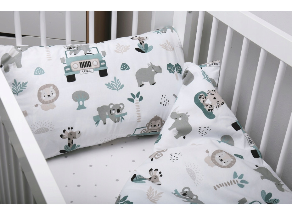Dětské bavlněné povlečení do postýlky 120x90 cm BABYMAM PREMIUM - Na safari