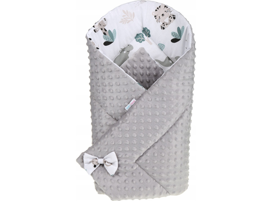 Oboustranná zavinovačka pro miminka 80x80 cm BABYMAM PREMIUM - Na safari s šedou minky