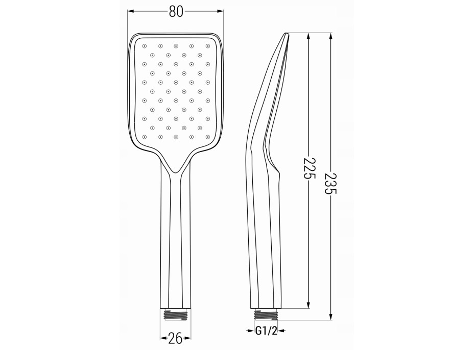 Ruční sprchová hlavice MAXMAX MEXEN R-62 - 1 funkce - 235x80 mm - bílá, 79562-20