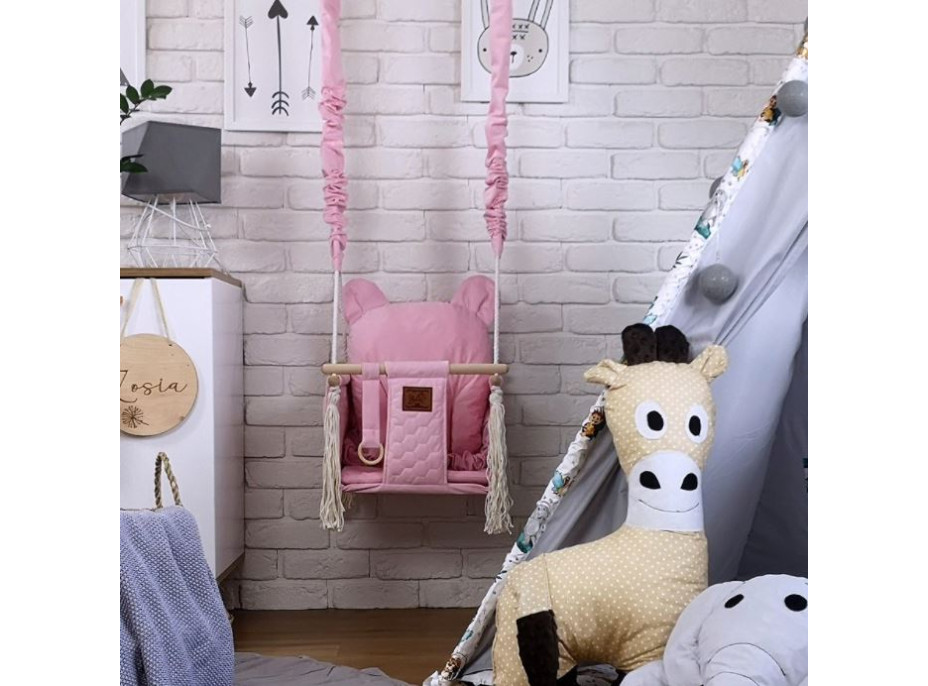 Dětská houpačka VELVET PIKO - SVĚTLE RŮŽOVÁ
