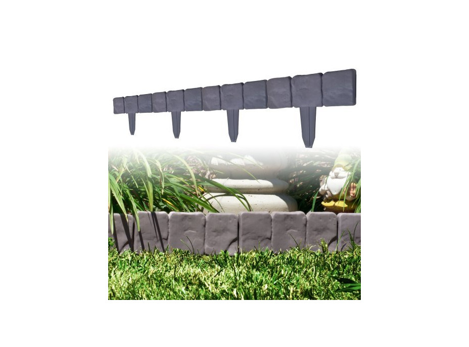 Zahradní obrubník ve tvaru kamene - šedý - 10 ks - 250 cm