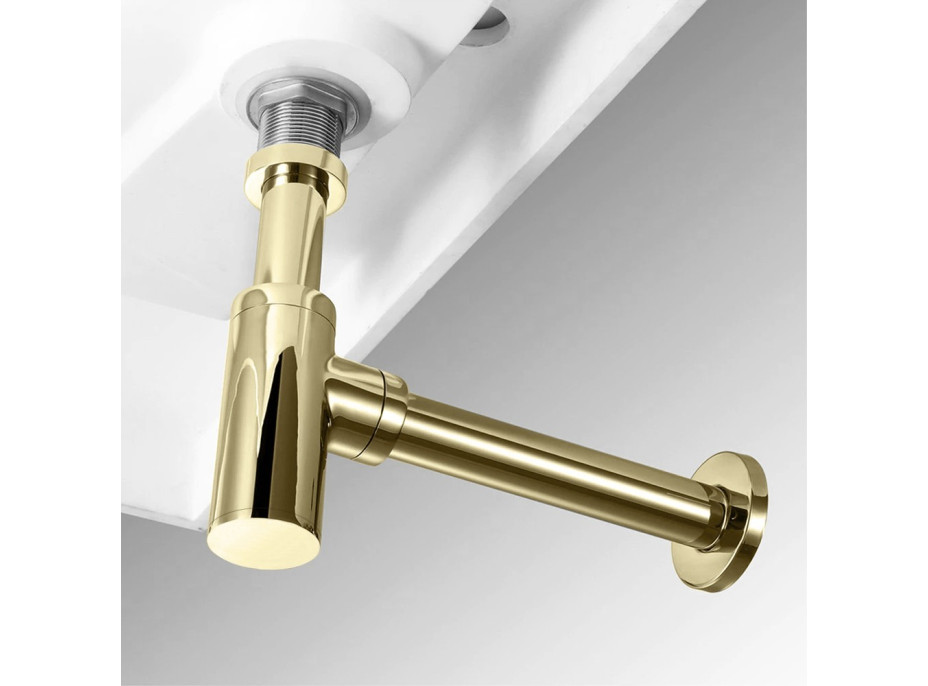 Umyvadlový sifon s click/clack zátkou CALANI - univerzální - světle zlatý