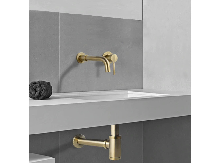 Umyvadlový sifon s click/clack zátkou CALANI - univerzální - světle zlatý