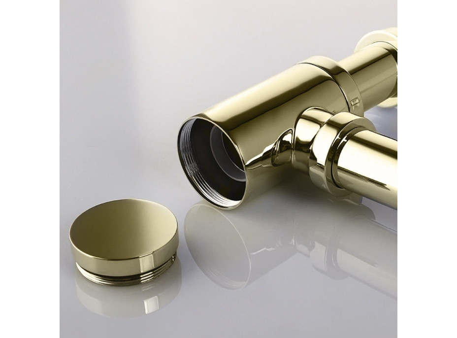 Umyvadlový sifon s click/clack zátkou CALANI - univerzální - světle zlatý