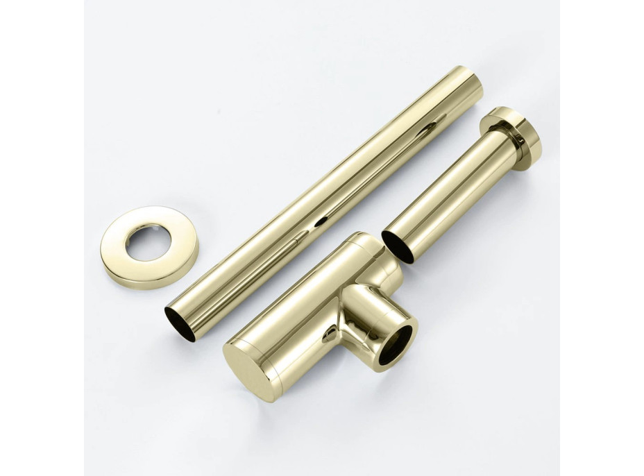 Umyvadlový sifon s click/clack zátkou CALANI - univerzální - světle zlatý