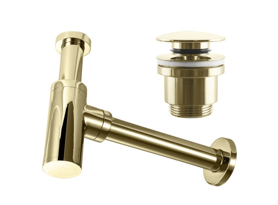 Umyvadlový sifon s click/clack zátkou CALANI - univerzální - světle zlatý