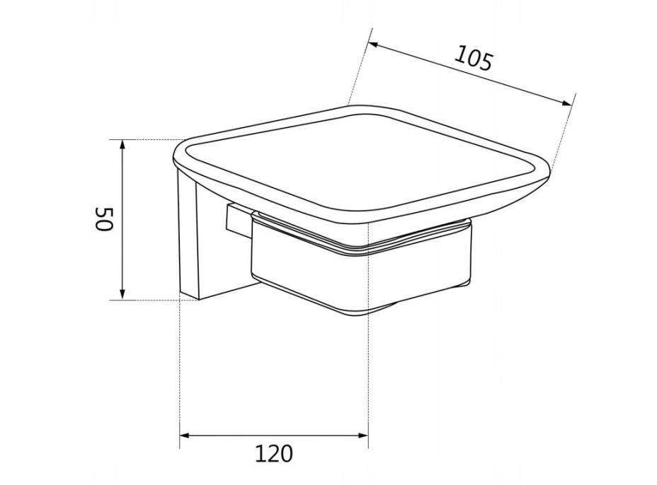 Závěsný hranatý držák mýdla MAXMAX MEXEN VOX - kov/sklo - černý matný, 707039-70