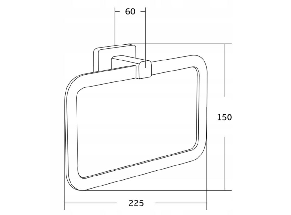 Koupelnový držák na ručníky MAXMAX MEXEN ASIS - obdélníkový - chromový, 7017632-00