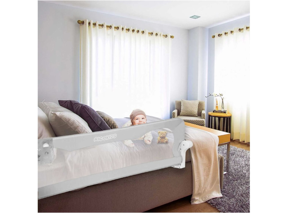 Ochranná zábrana na dětskou postel 150x42x35 cm - šedá