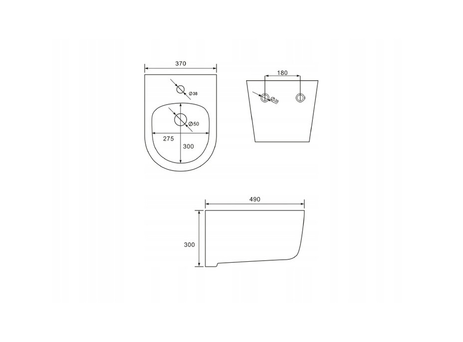 Závěsný bidet MEXEN CARMEN 49 cm - bílý, 35884900