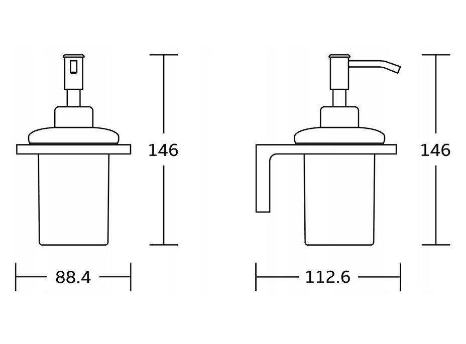 Závěsný dávkovač mýdla MAXMAX MEXEN LEA s pumpičkou - kov/sklo - černý matný, 70260388-70