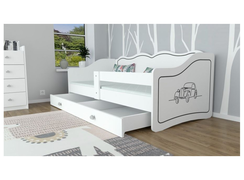 Dětská postel se šuplíkem 160x80cm ROYAL - Autíčko