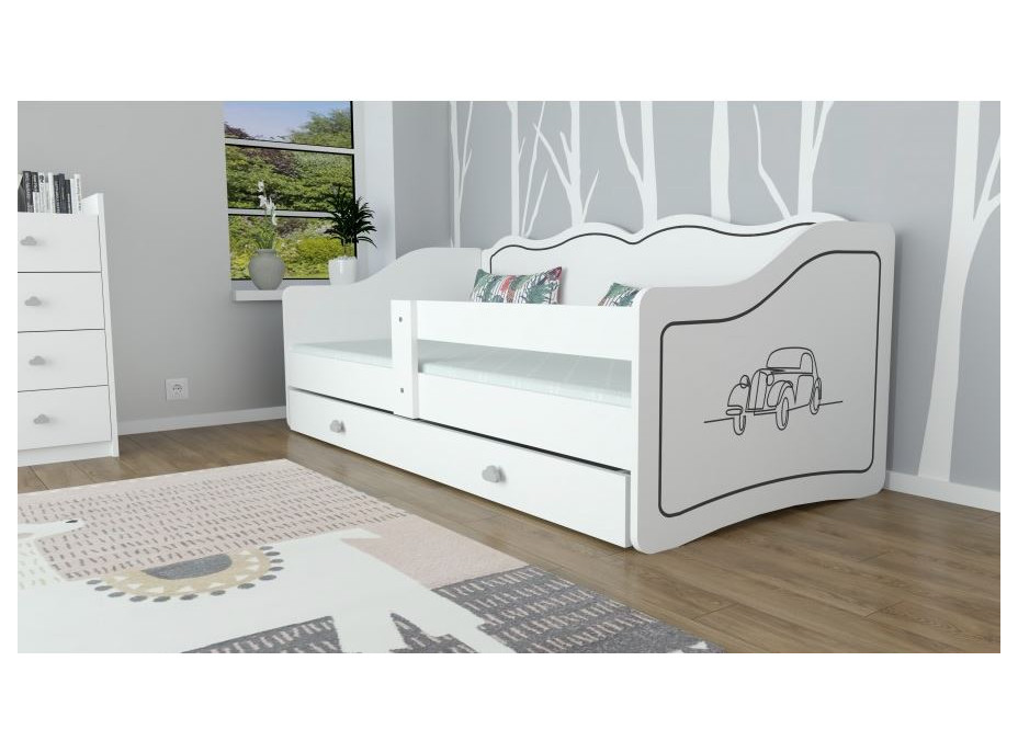 Dětská postel se šuplíkem 160x80cm ROYAL - Autíčko
