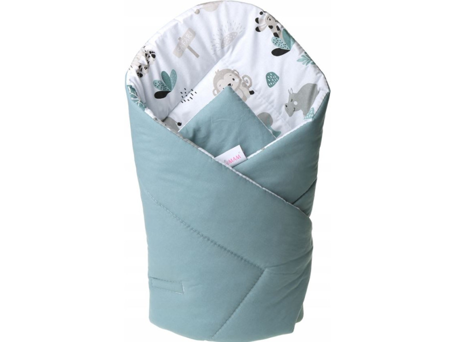 Oboustranná zavinovačka pro miminka 80x80 cm BABYMAM PREMIUM - Na safari/zelená