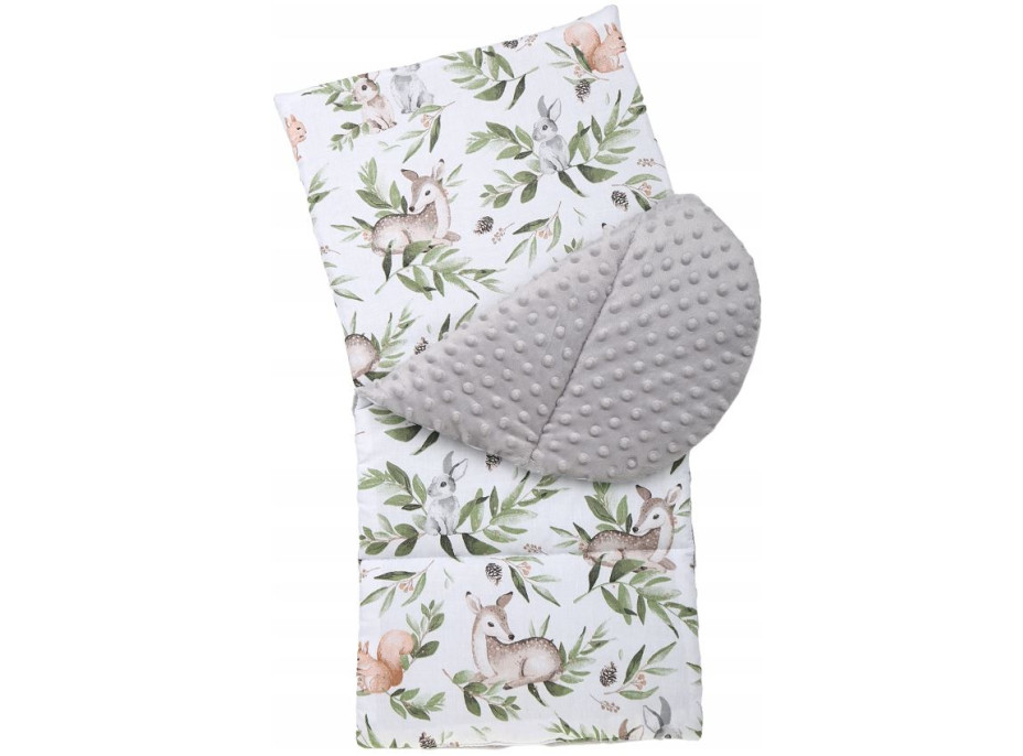 Oboustranné hnízdečko (kokon) pro miminko - BABYMAM PREMIUM set 7v1 - Zelená paseka s šedou minky
