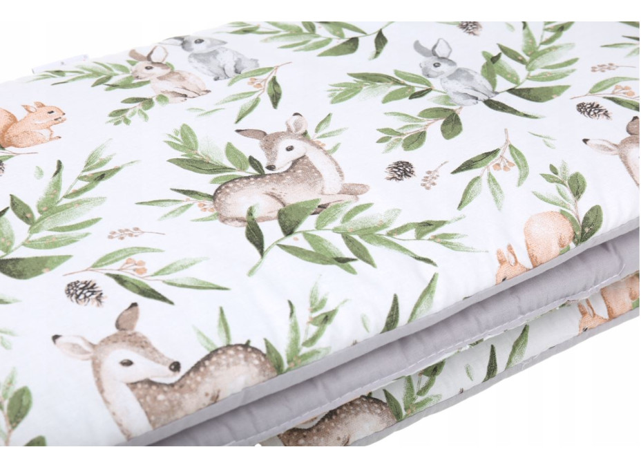 Ochranný mantinel do postýlky 180x30 cm BABYMAM PREMIUM - Zelená paseka/šedá