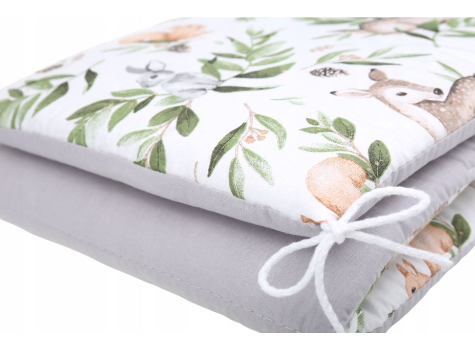 Ochranný mantinel do postýlky 180x30 cm BABYMAM PREMIUM - Zelená paseka/šedá
