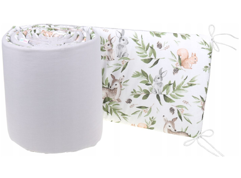 Ochranný mantinel do postýlky 180x30 cm BABYMAM PREMIUM - Zelená paseka/šedá