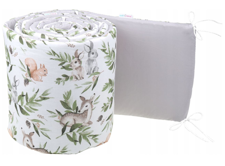 Ochranný mantinel do postýlky 180x30 cm BABYMAM PREMIUM - Zelená paseka/šedá