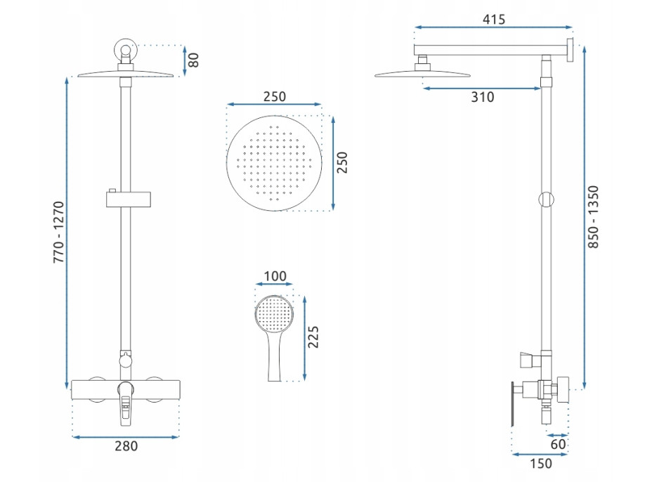 Sprchová souprava REA ALDI s výtokem do vany - černá