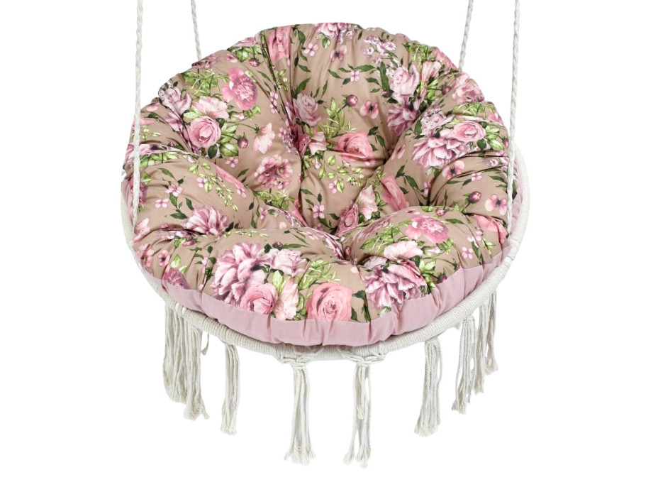 Sedací MAXI polštář 100x15 cm do závěsného křesla - růže/hnědé