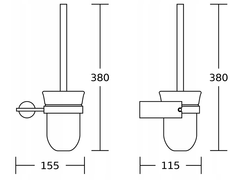Závěsná WC štětka MEXEN ARON - kov/sklo - černá/chromová, 7088150-07