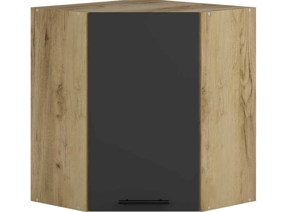 Závěsná rohová kuchyňská skříňka VITO - 60x72x30 cm - dub craft/antracitová