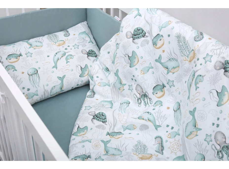 Dětské bavlněné povlečení do postýlky 120x90 cm BABYMAM PREMIUM - Mořský svět