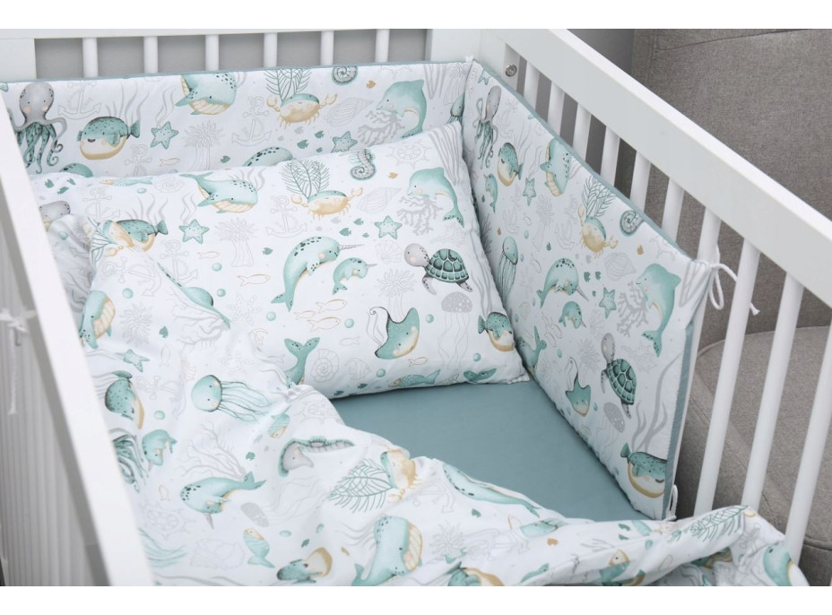 Dětské bavlněné povlečení do postýlky 120x90 cm BABYMAM PREMIUM - Mořský svět
