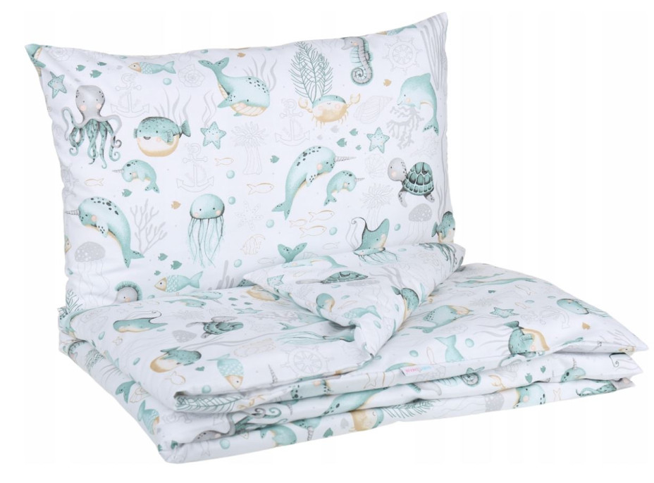Dětské bavlněné povlečení do postýlky 120x90 cm BABYMAM PREMIUM - Mořský svět