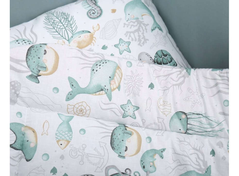 Dětské bavlněné povlečení do postýlky 120x90 cm BABYMAM PREMIUM - Mořský svět