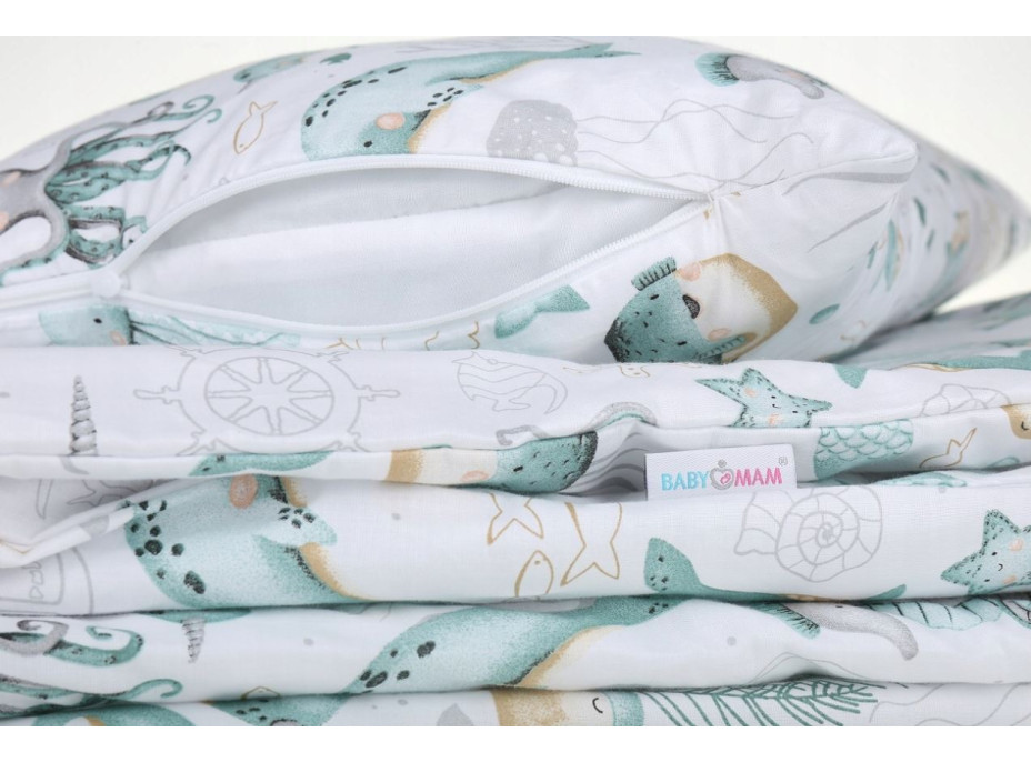 Dětské bavlněné povlečení do postýlky 120x90 cm BABYMAM PREMIUM - Mořský svět