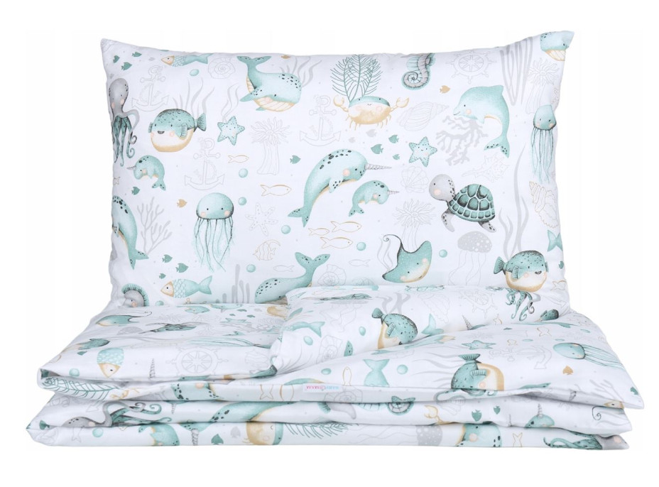 Dětské bavlněné povlečení do postýlky 120x90 cm BABYMAM PREMIUM - Mořský svět