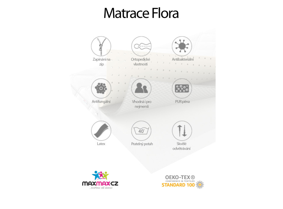 Pěnová matrace LUX COMFORT FLORA 200x90x12 cm - pěna/latex