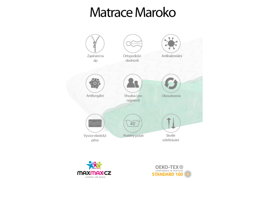 Dětská matrace LUX COMFORT MAROKO 200x90x10 cm - HR pěna