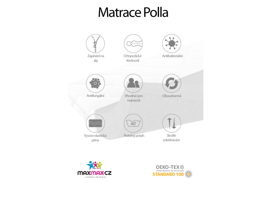 Dětská matrace LUX COMFORT POLLA 180x80x12 cm - HR pěna